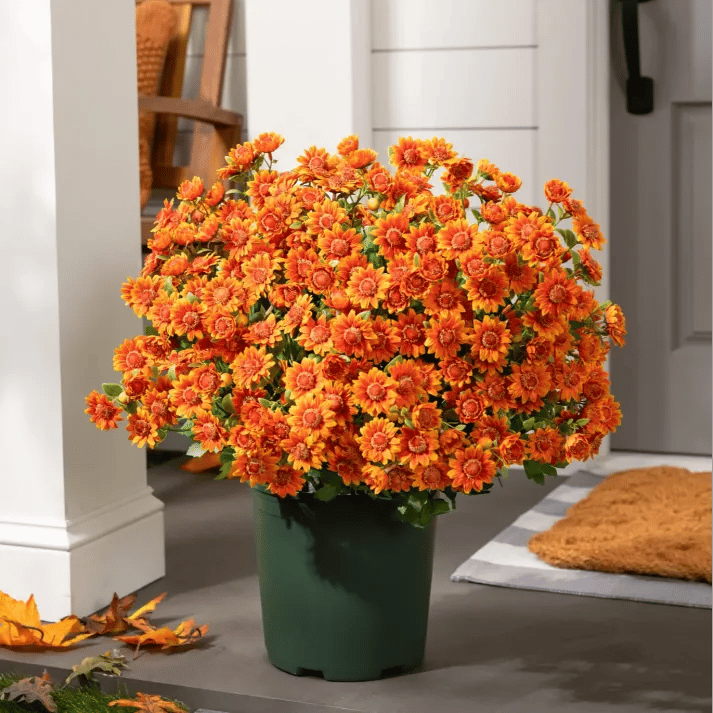 💥Last Day Each Only $2.59- Artificial Outdoor Sunset Mums Flowers - UV resistant, Waterproof, Windproof