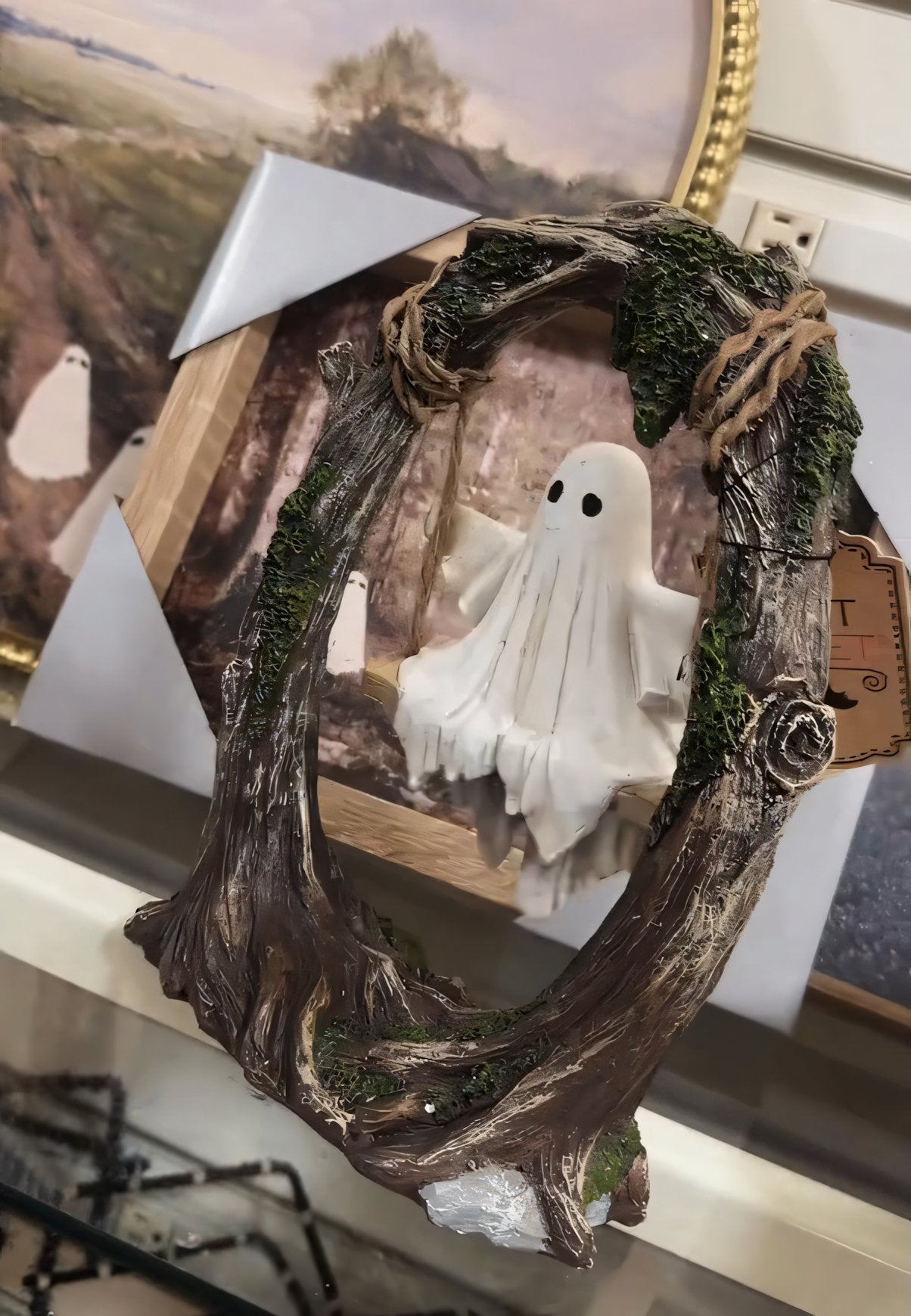 🔥Early Halloween Offer👻2025 Ingredientp®Swinging Shadows: Ghost on a Tree Swing-Whimsical Ghost on a Swing Decoration