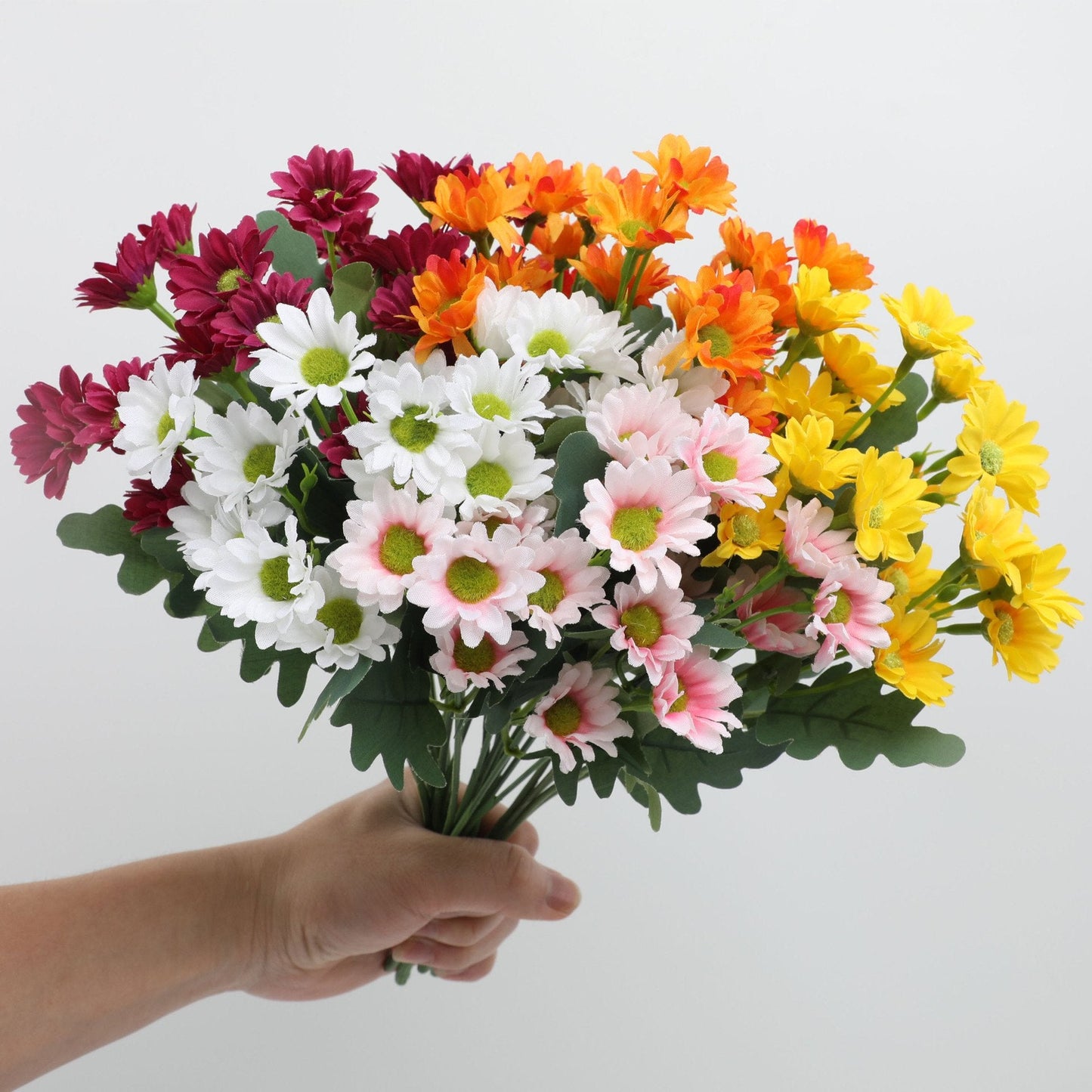 💥 Artificial Outdoor Sunset Mums Flowers - UV resistant, Waterproof, Windproof