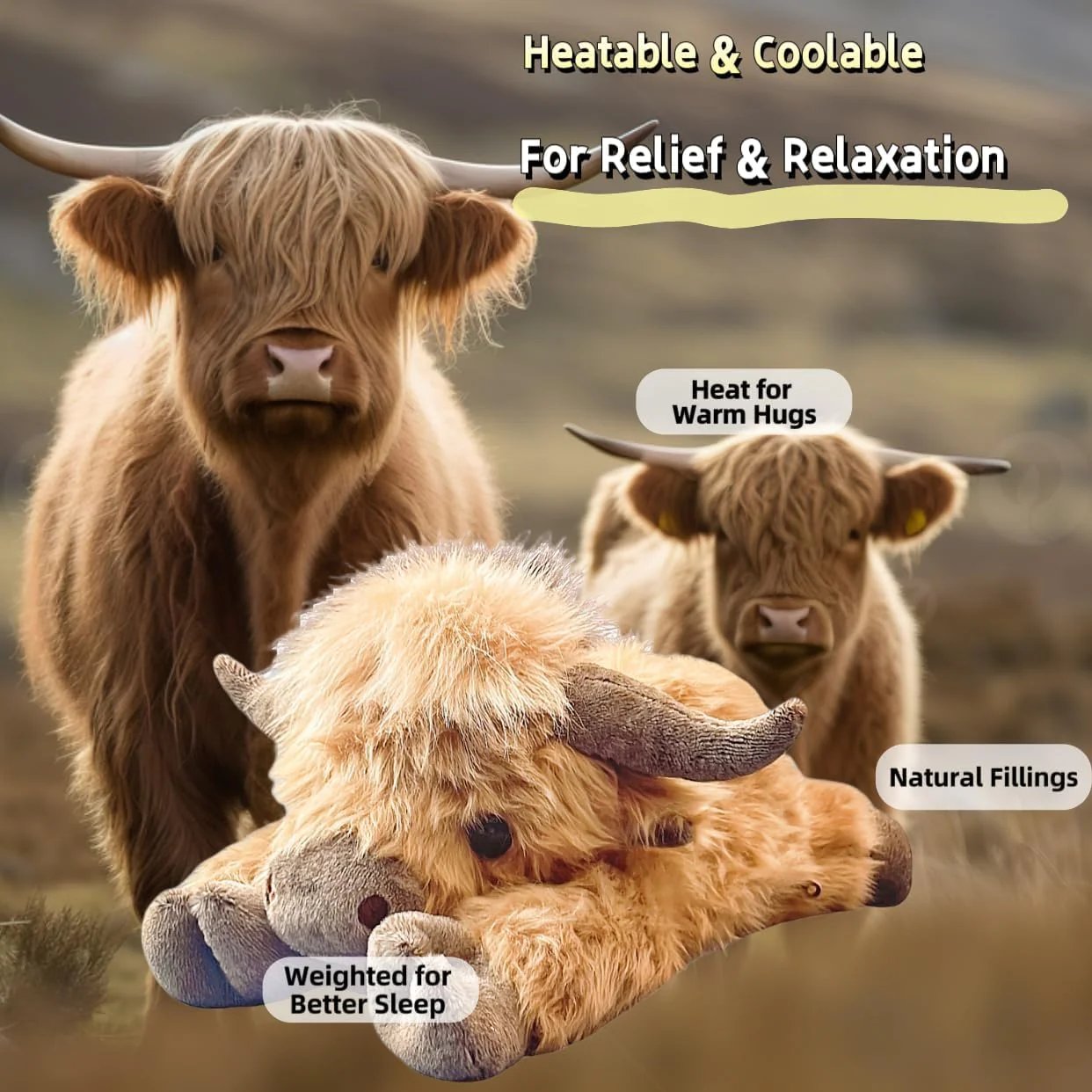 🔥LAST DAY 50% OFF -🎁Cute Cartoon Highland Cow Cuddly Toy