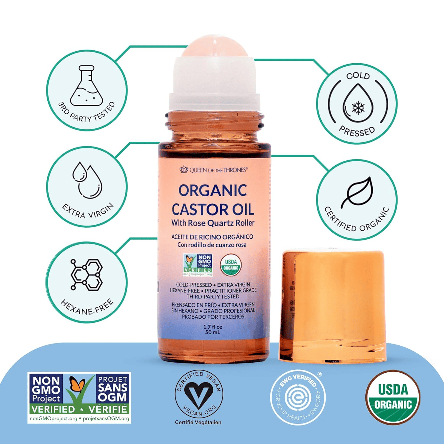 🌿 Refresh & Revive - 50% OFF - ✨ Organic Castor Oil Roll-On - For Radiant Skin, Lush Hair & Relaxation