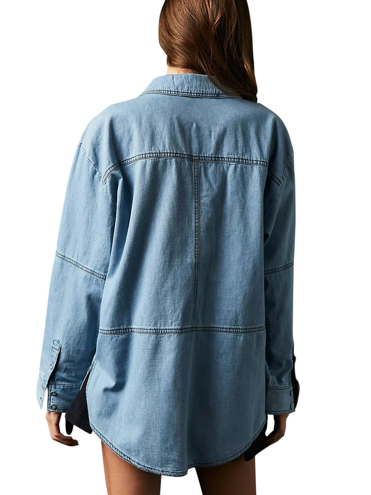 π Chic & Comfy Denim Pullover β Button V-Neck + Pockets for Everyday Style! πβ¨