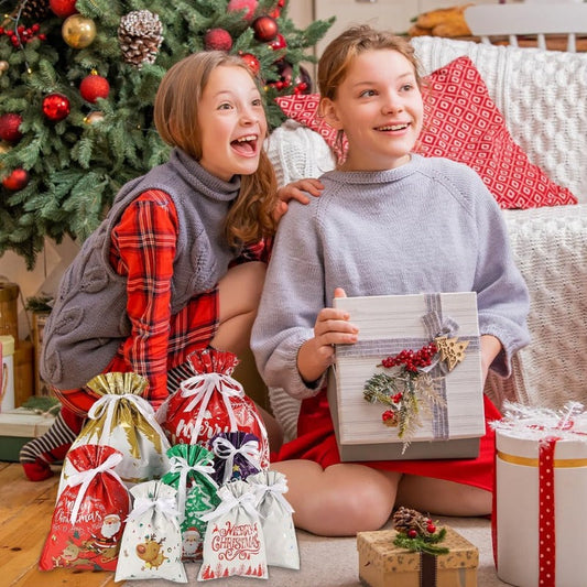 Christmas Gift Bags with Drawstring