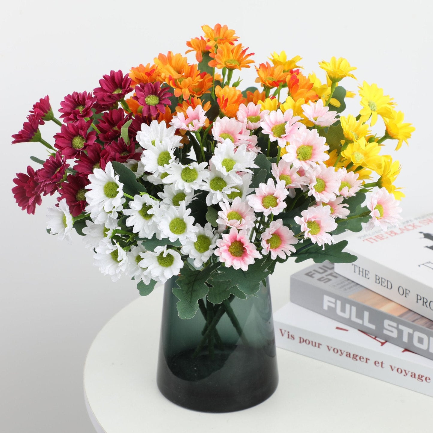 💥 Artificial Outdoor Sunset Mums Flowers - UV resistant, Waterproof, Windproof