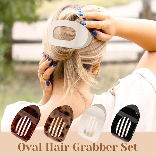 🎉Only £9.99!💥 Grab the 4-Piece Oval Hair Grabber Set – Tangle-Free Styling Made Easy!✨🛍️