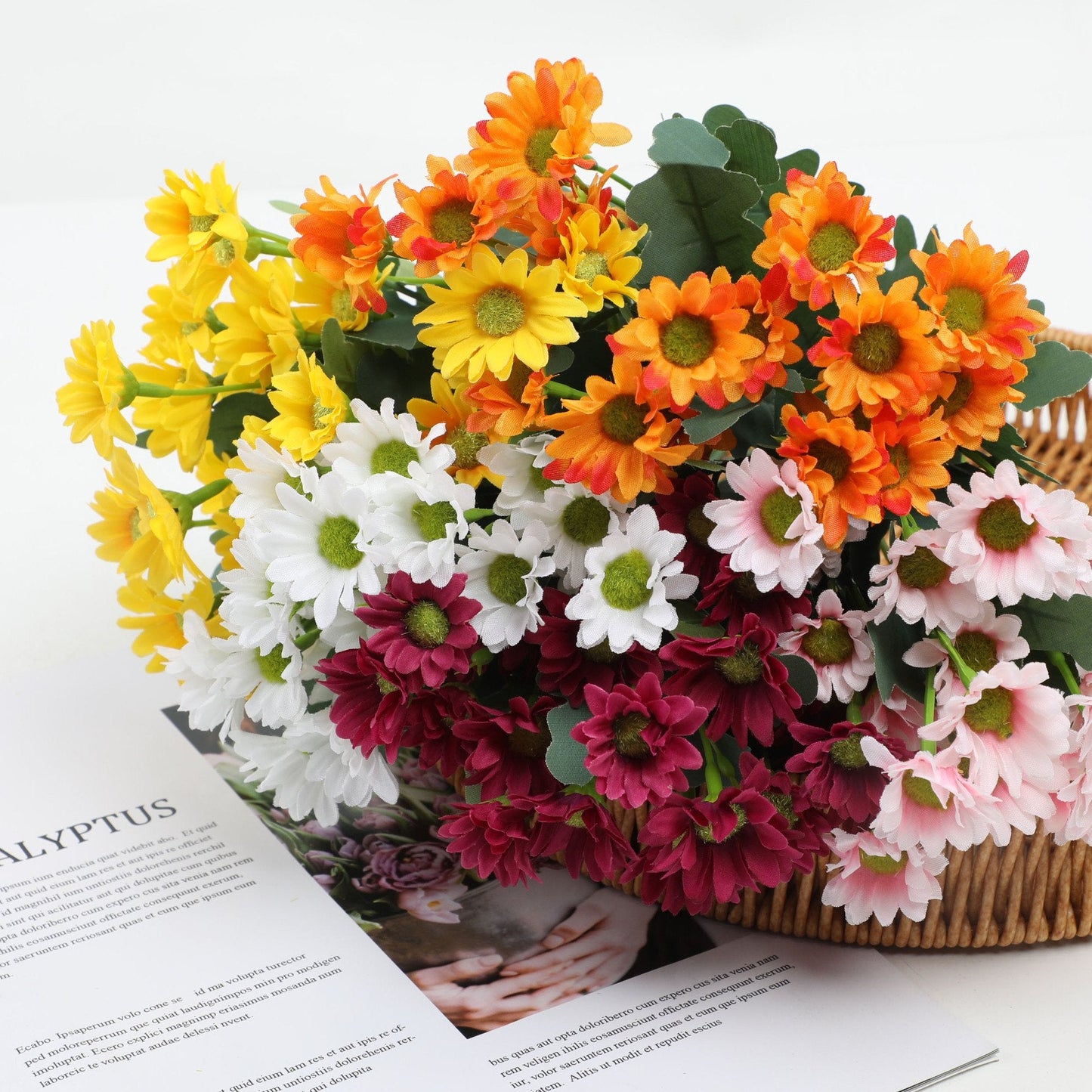 💥 Artificial Outdoor Sunset Mums Flowers - UV resistant, Waterproof, Windproof