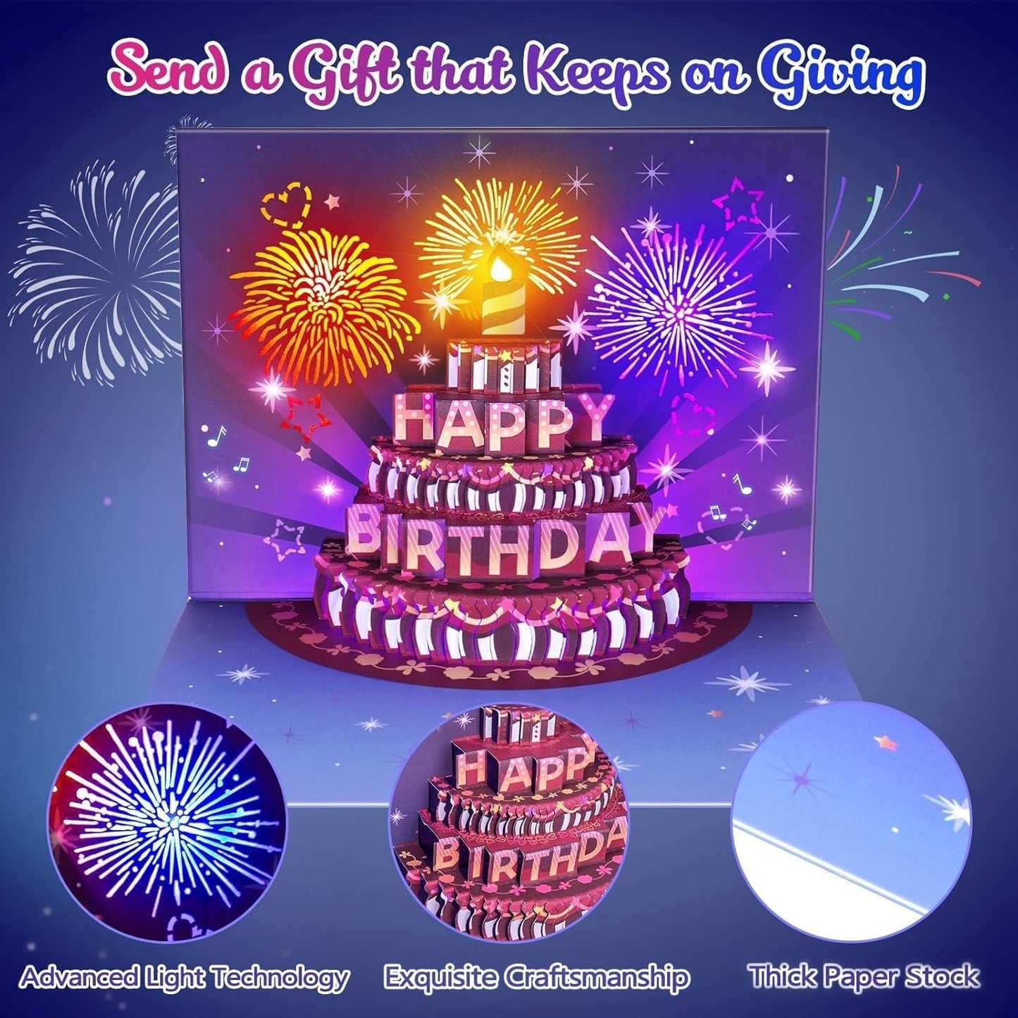 🔥2025 New Arrival - 50% OFF🎉Fireworks Pop-Up Cake Birthday Surprise Card🎂