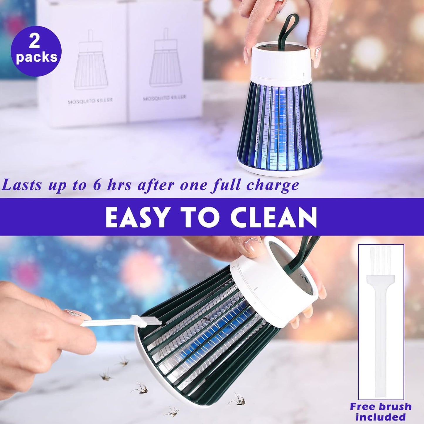 USB Electric Mosquito Killer Lamp – UV Light Insect Trap & Silent Bug Zapper for Home