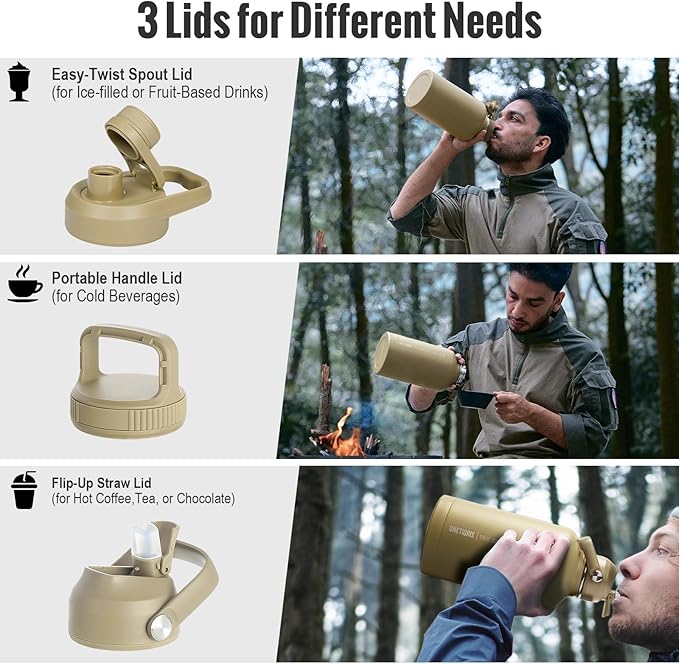 🎖️64oz Portable Cold & Hot Stainless Steel water bottle with Straw – Reusable Drinkware