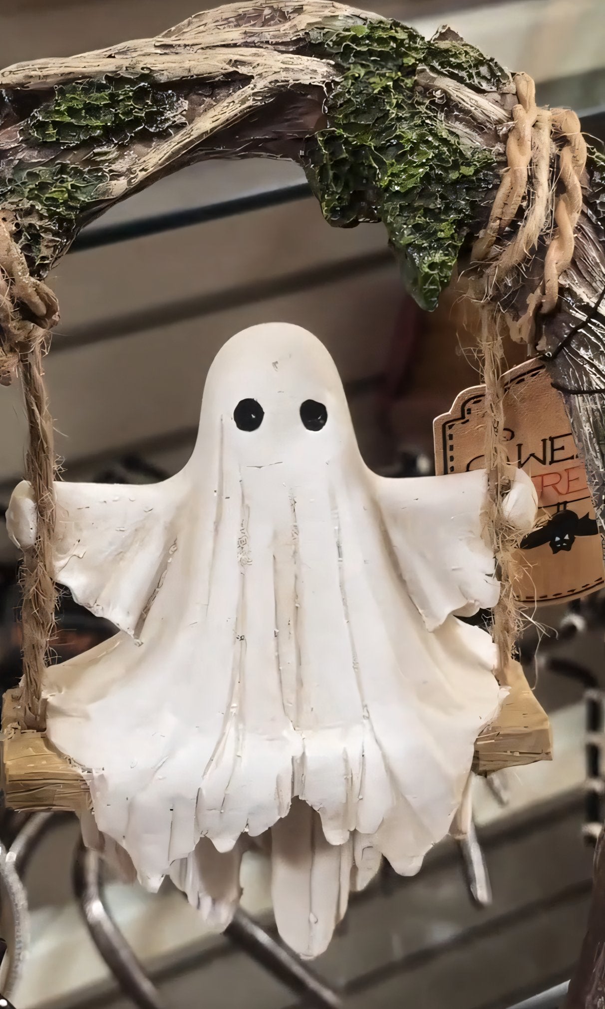🔥Early Halloween Offer👻2025 Ingredientp®Swinging Shadows: Ghost on a Tree Swing-Whimsical Ghost on a Swing Decoration