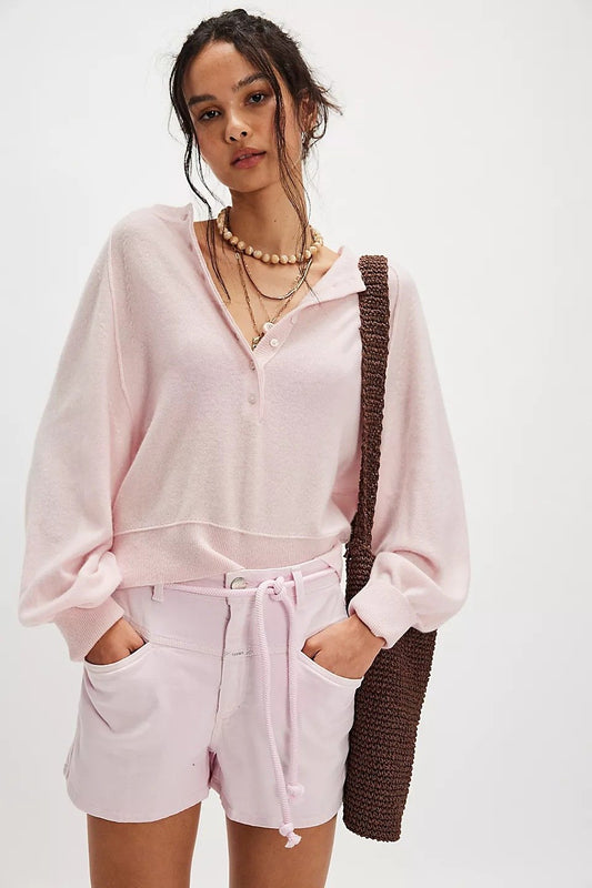⏰Hot Sale-Womens Henley Button Fall Long Sleeve Loose Knit Pullover Tops(Free Shipping)