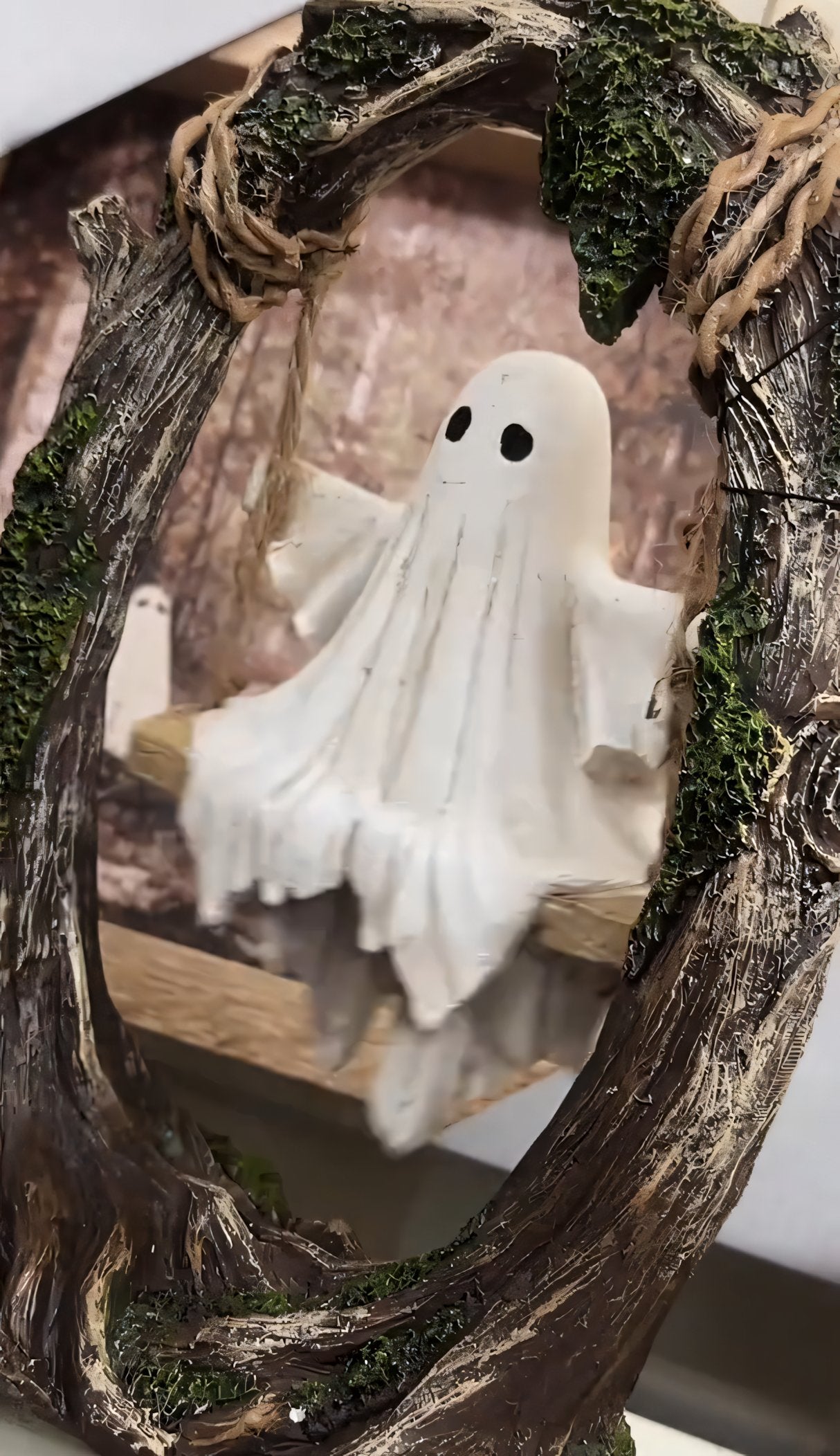 🔥Early Halloween Offer👻2025 Ingredientp®Swinging Shadows: Ghost on a Tree Swing-Whimsical Ghost on a Swing Decoration