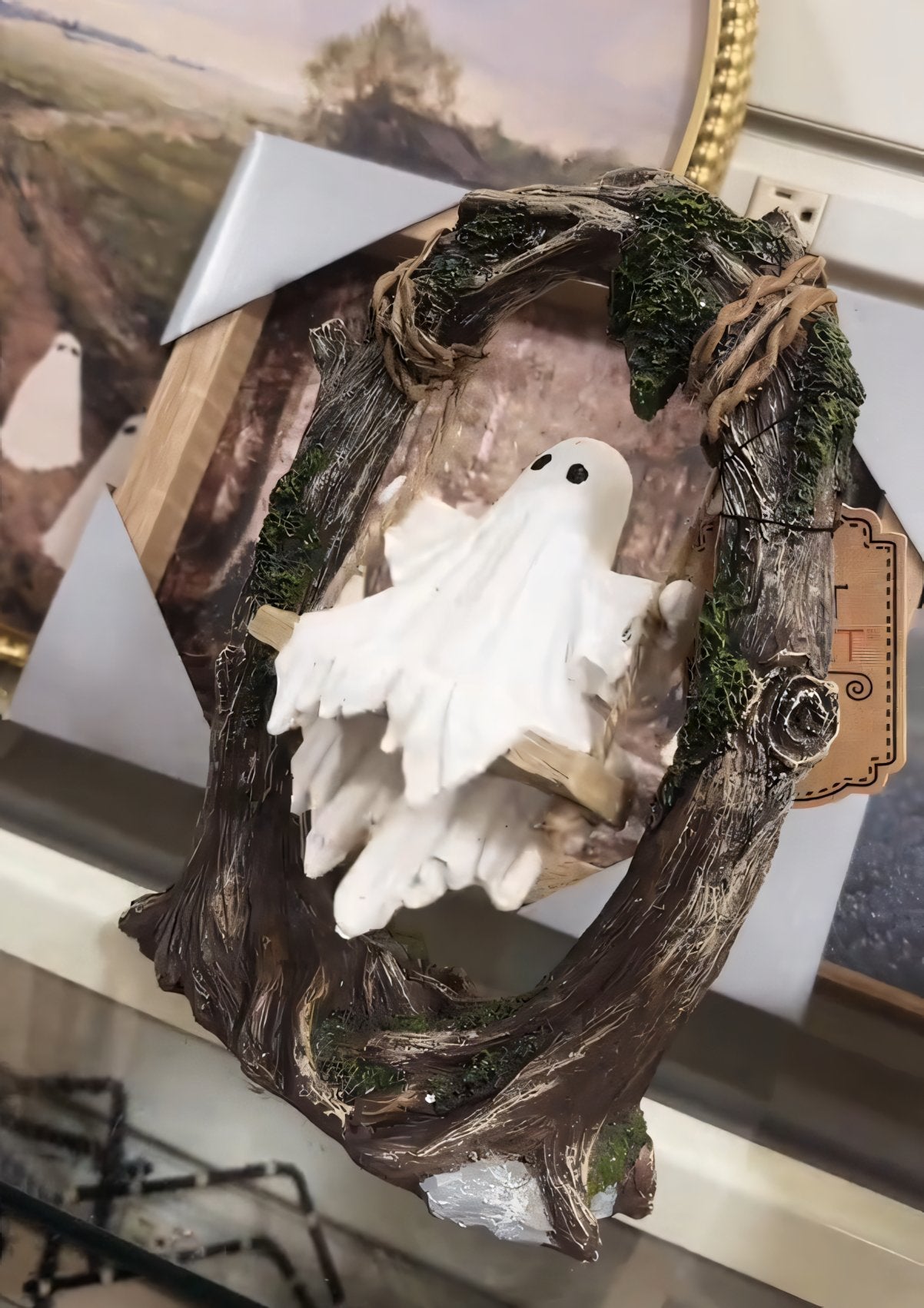 🔥Early Halloween Offer👻2025 Ingredientp®Swinging Shadows: Ghost on a Tree Swing-Whimsical Ghost on a Swing Decoration